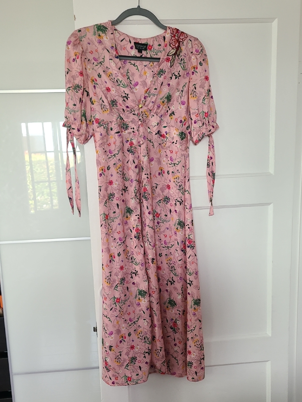 Topshop Pink Floral Button Down Dress Size Xs/s